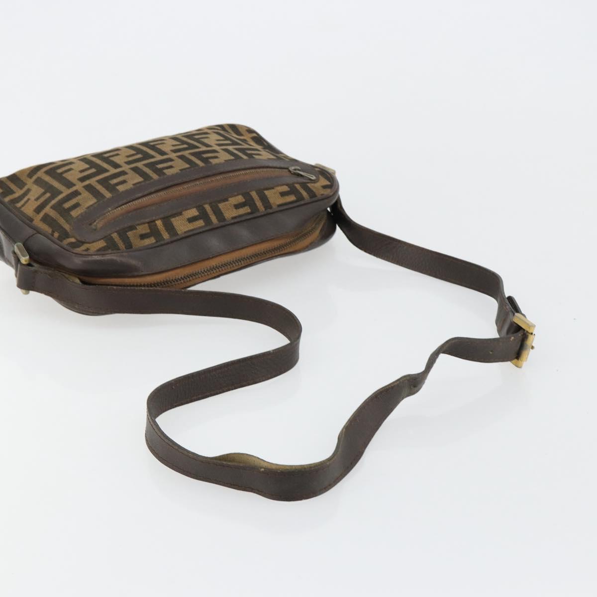 FENDI Zucca Canvas Shoulder Bag Black Brown Auth 182366 | eBay