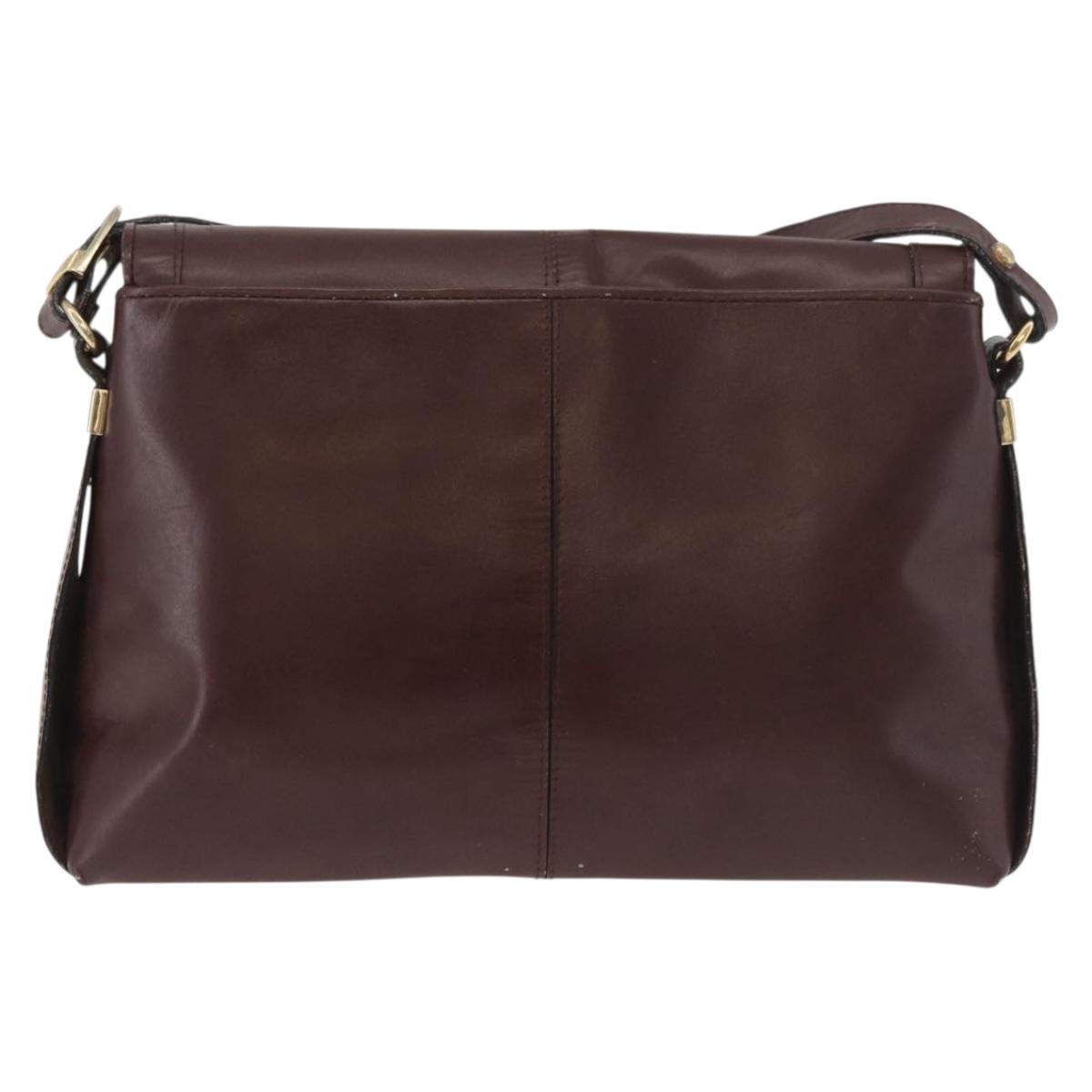 GUCCI Shoulder Bag Leather Bordeaux Gold Auth 182475 | eBay