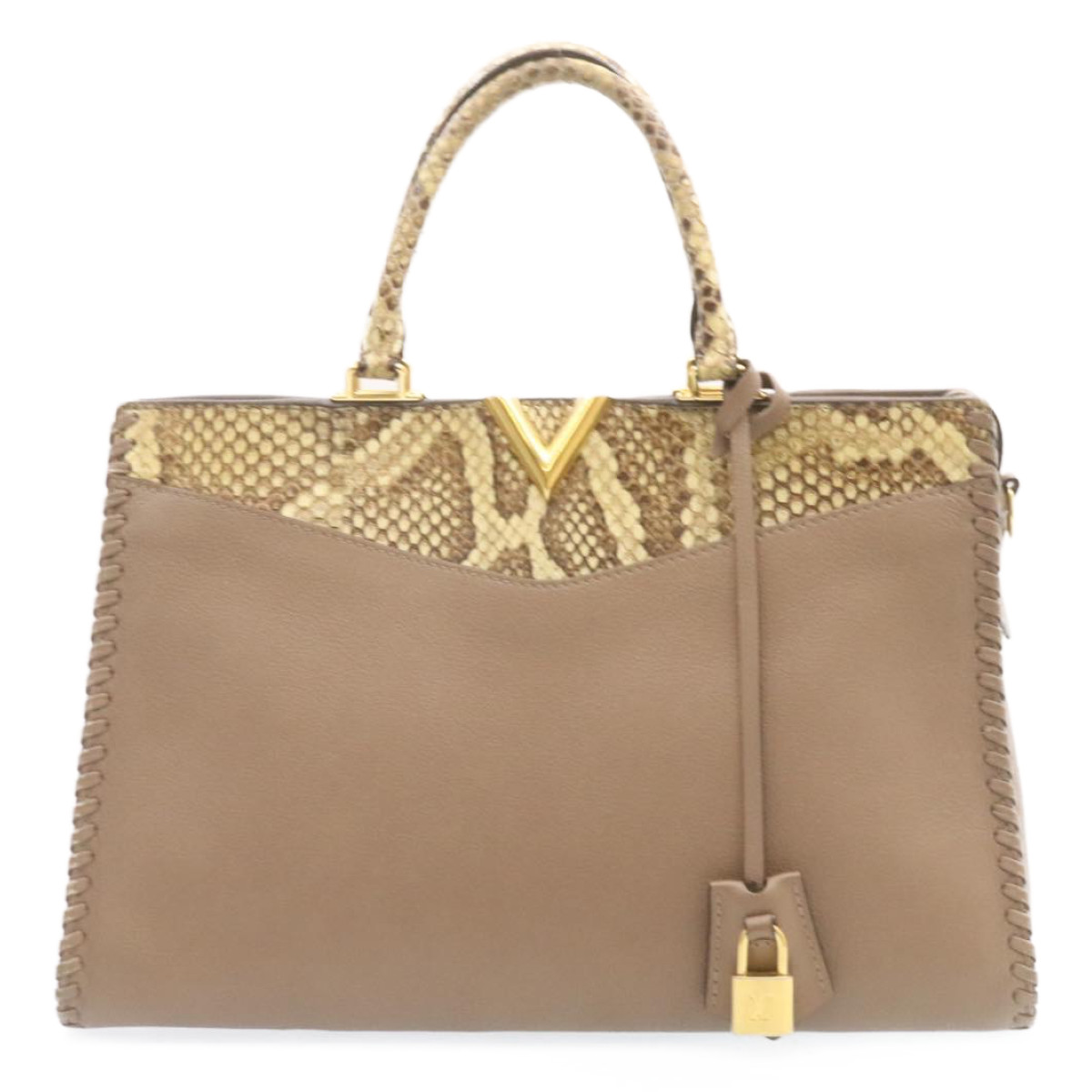 LOUIS VUITTON Very Zip Tote Hand Bag Leather Snake Skin N94301 LV