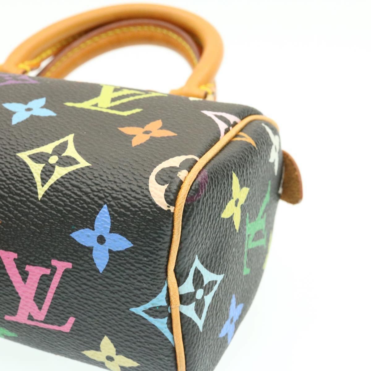 LOUIS VUITTON Monogram Multicolor Mini Speedy Hand Bag Black