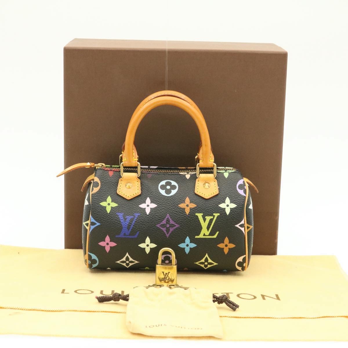 ルイヴィトン LOUIS VUITTON Monogram Multicolor Mini Speedy Hand Bag Black