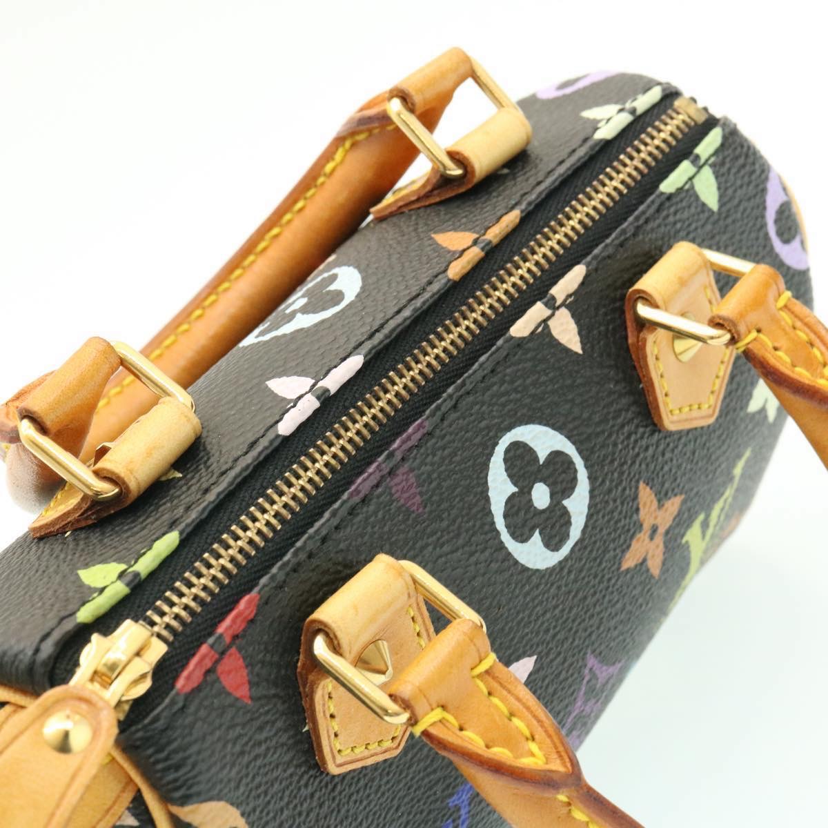 LOUIS VUITTON Monogram Multicolor Mini Speedy Hand Bag Black