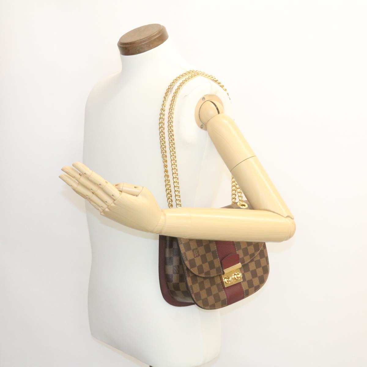 LOUIS VUITTON Damier Ebene Wight Chain Shoulder Bag N64420 LV Auth