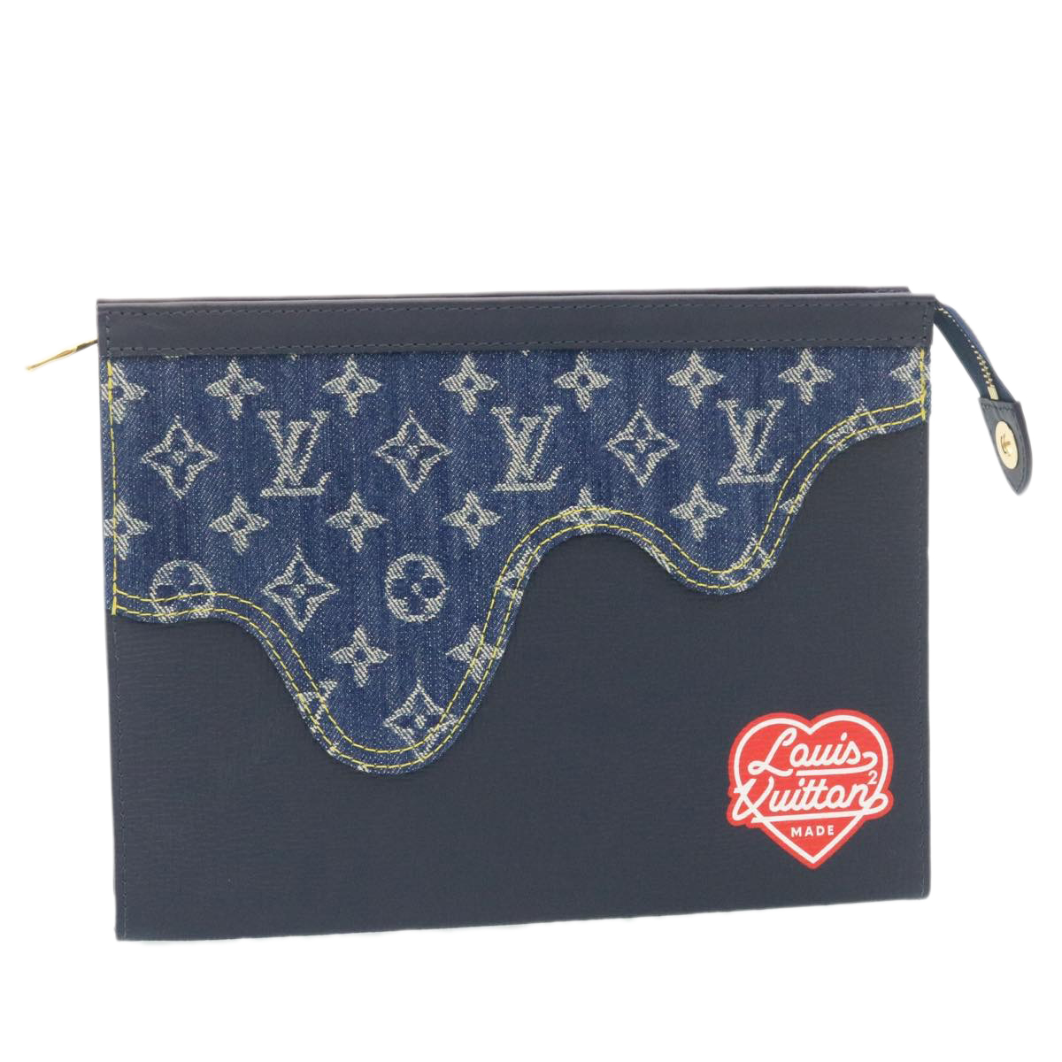 Louis Vuitton ショルダーバッグ ネイビー LOUIS VUITTON Monogram Denim Drip Pochette Voyage MM NIGO M45961