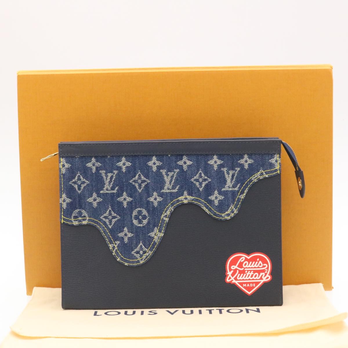LOUIS VUITTON Monogram Denim Drip Pochette Voyage MM NIGO M45961