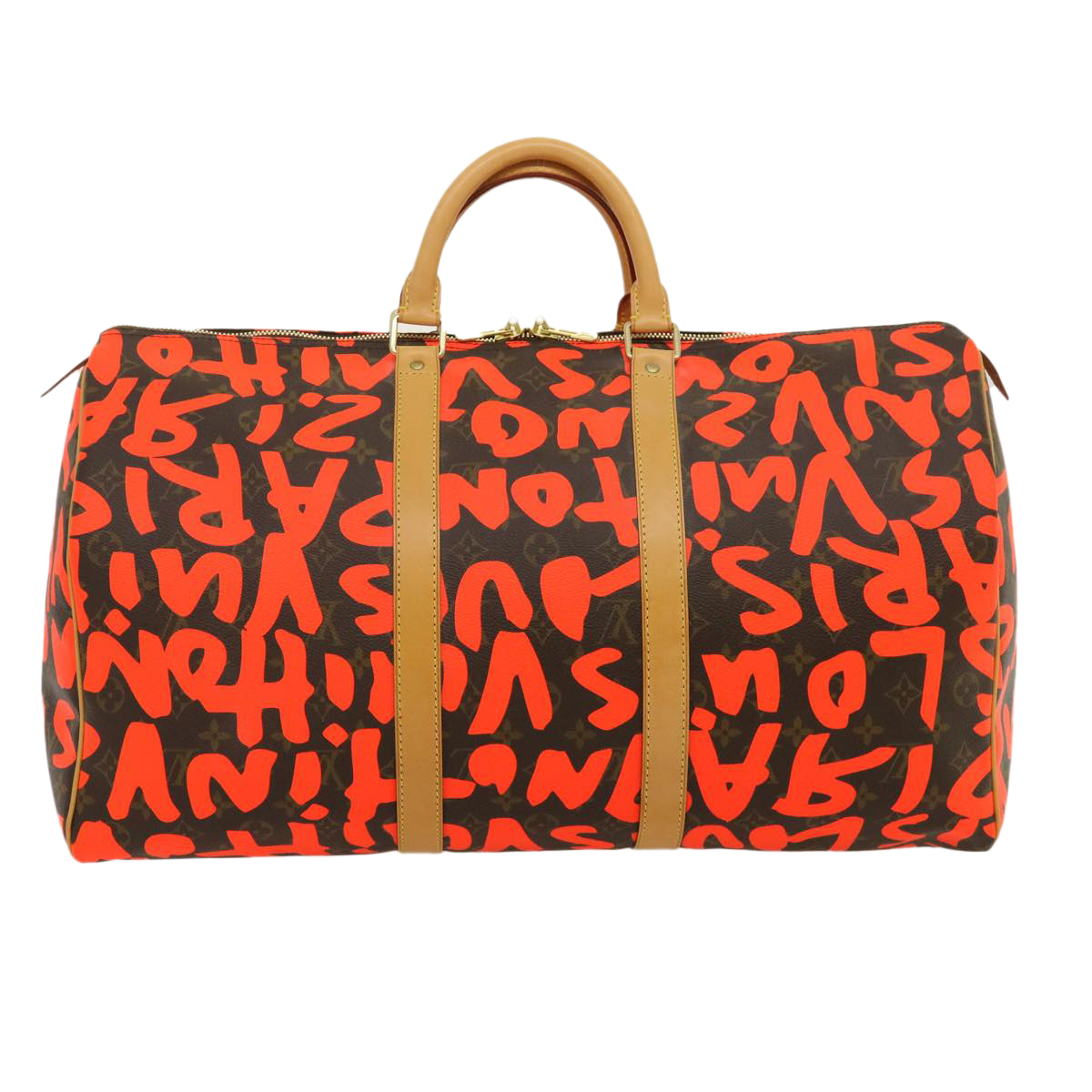LOUIS VUITTON Monogram Graffiti Keepall 50 Boston Bag Orange