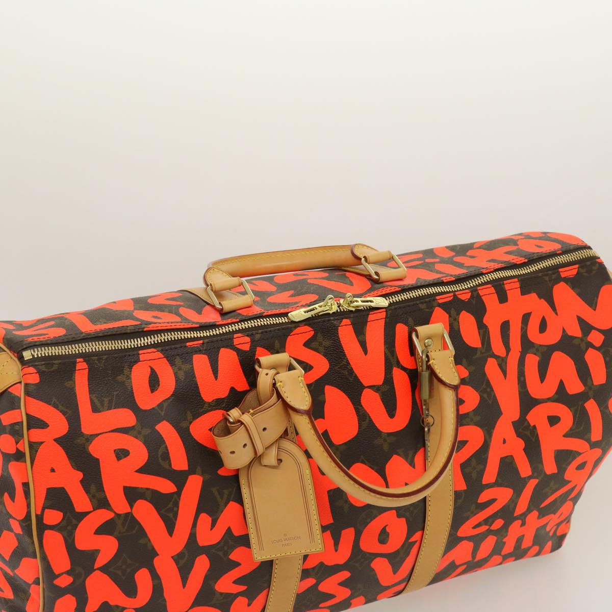 LOUIS VUITTON Monogram Graffiti Keepall 50 Boston Bag Orange