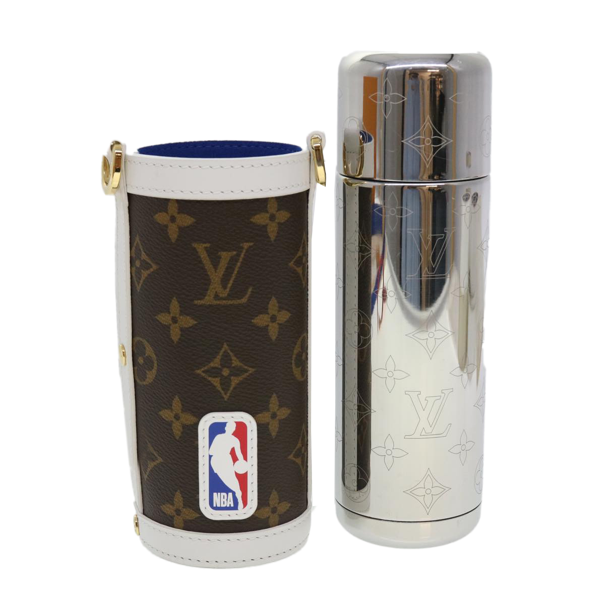 LOUIS VUITTON Monogram NBA FLASK HOLDER Water Bottle Blue Red