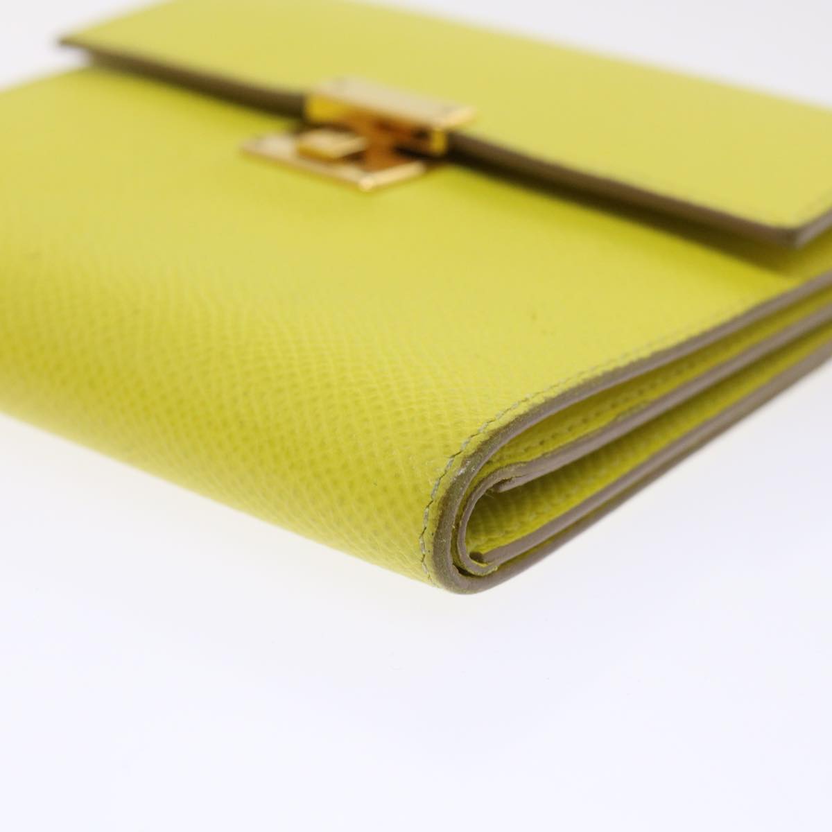 HERMES Click 12 Wallet Leather Yellow Auth 49893 | eBay