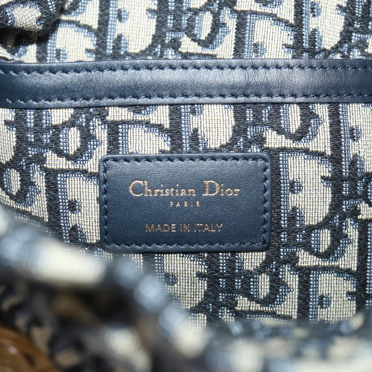 Christian Dior Basket Bag Trotter Canvas Shoulder Bag Rattan 