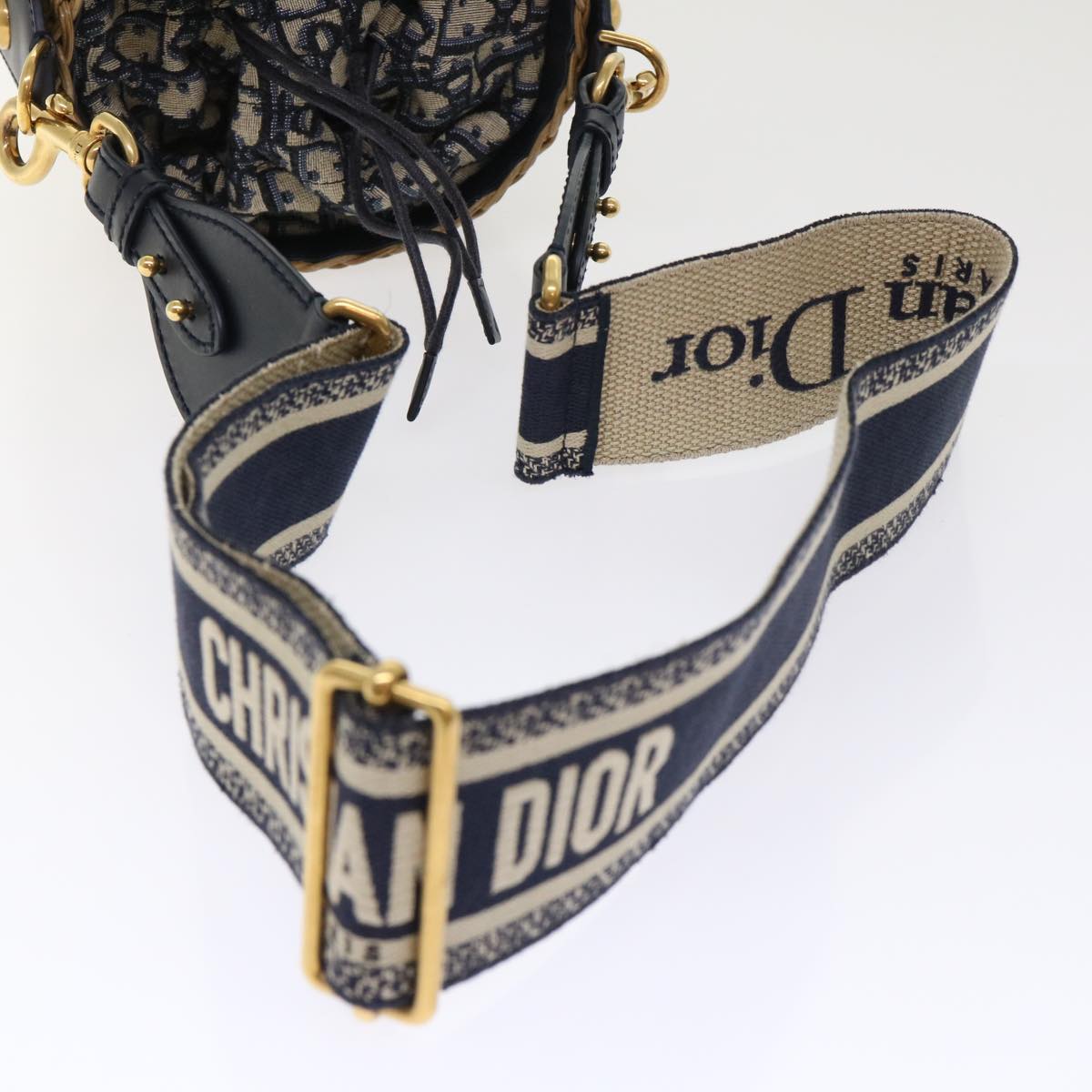 Christian Dior Basket Bag Trotter Canvas Shoulder Bag Rattan  display picture 1