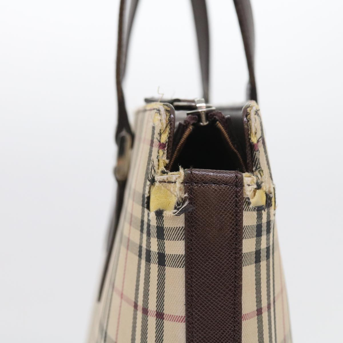 【送料込み】Burberry★NOA BURBERRY Nova Check Tote Bag Nylon Canvas Beige Auth 56398