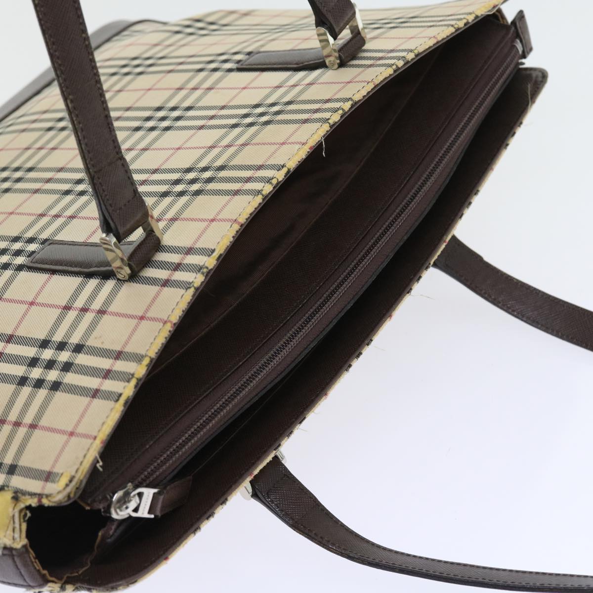 【送料込み】Burberry★NOA BURBERRY Nova Check Tote Bag Nylon Canvas Beige Auth 56398