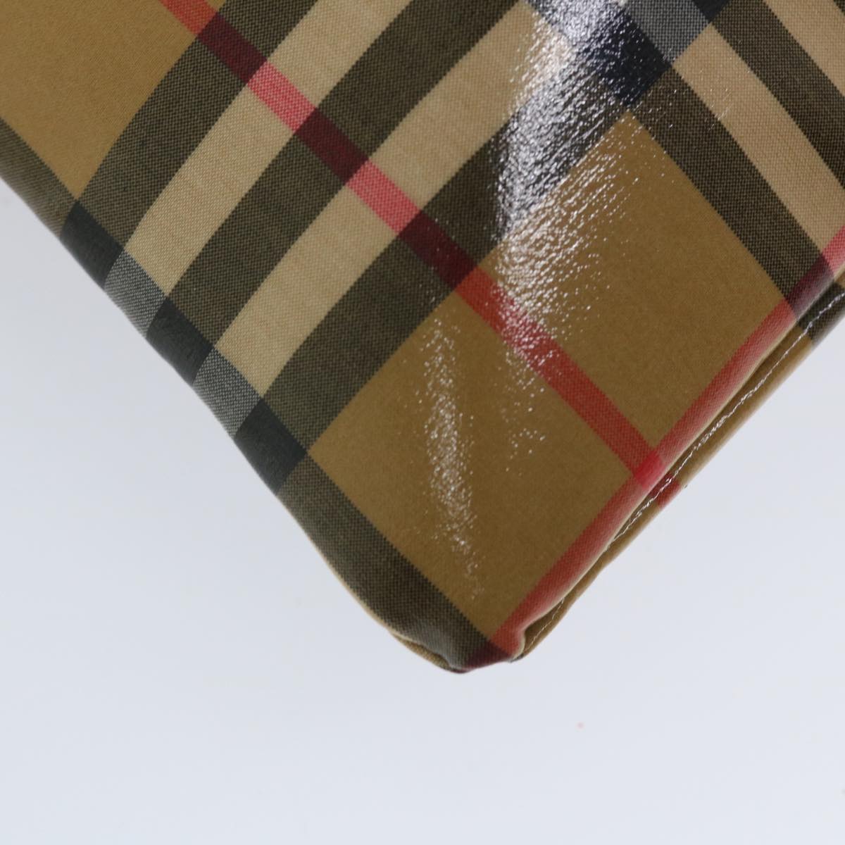 BURBERRY Nova Check Tote Bag Coated Canvas Beige Black Auth