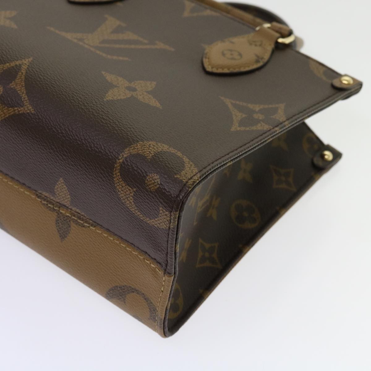 LOUIS VUITTON Monogram Reverse On The Go PM Hand Bag M46373 LV