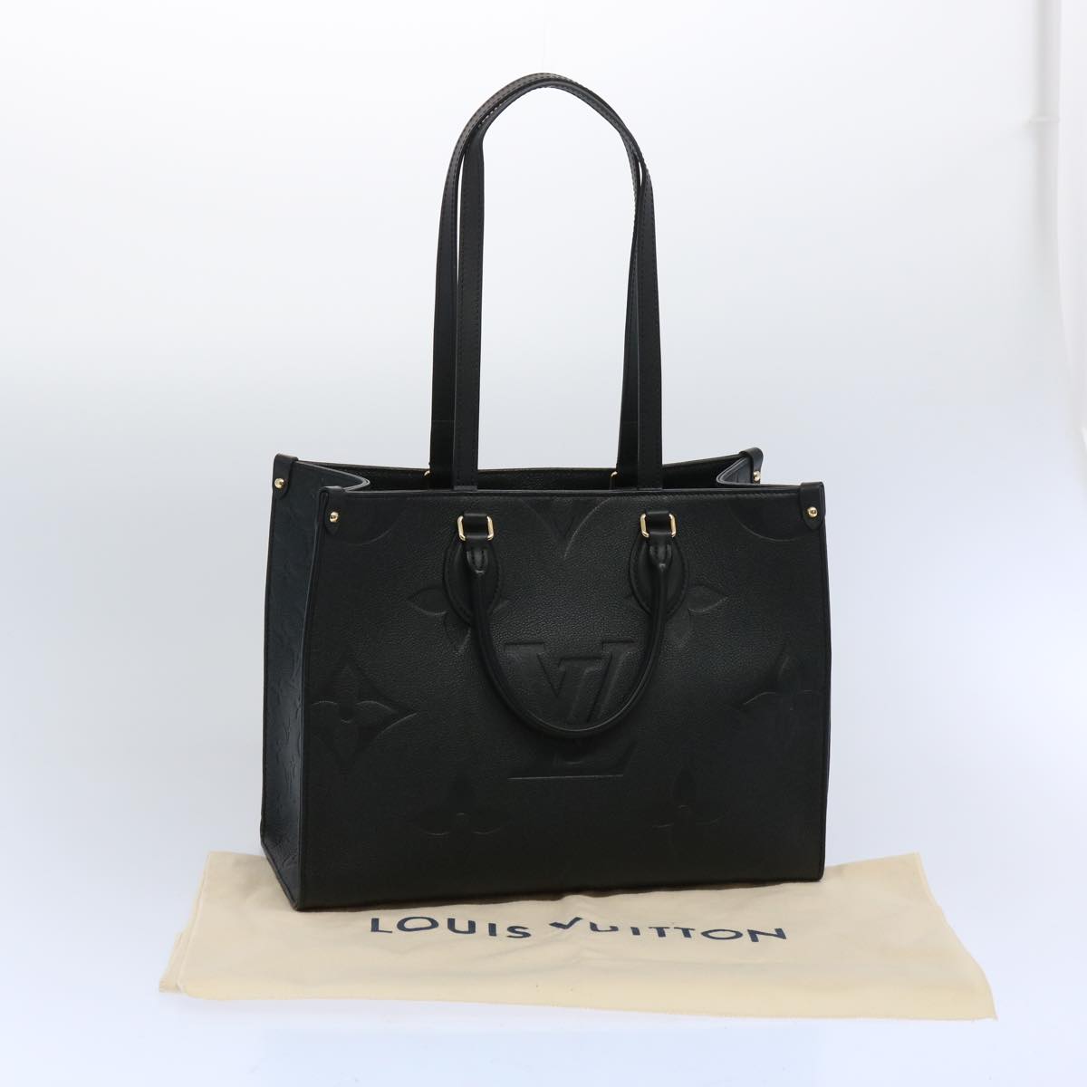 LOUIS VUITTON Monogram Empreinte On the Go MM Tote Bag Black