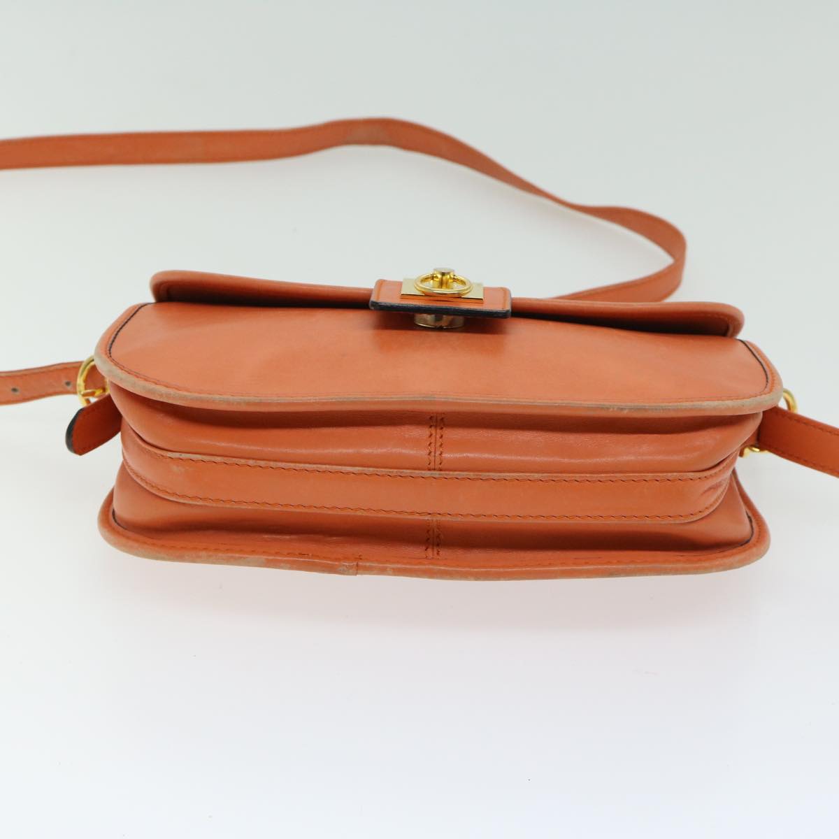 CELINE Shoulder Bag Leather Orange Auth 67182 | eBay