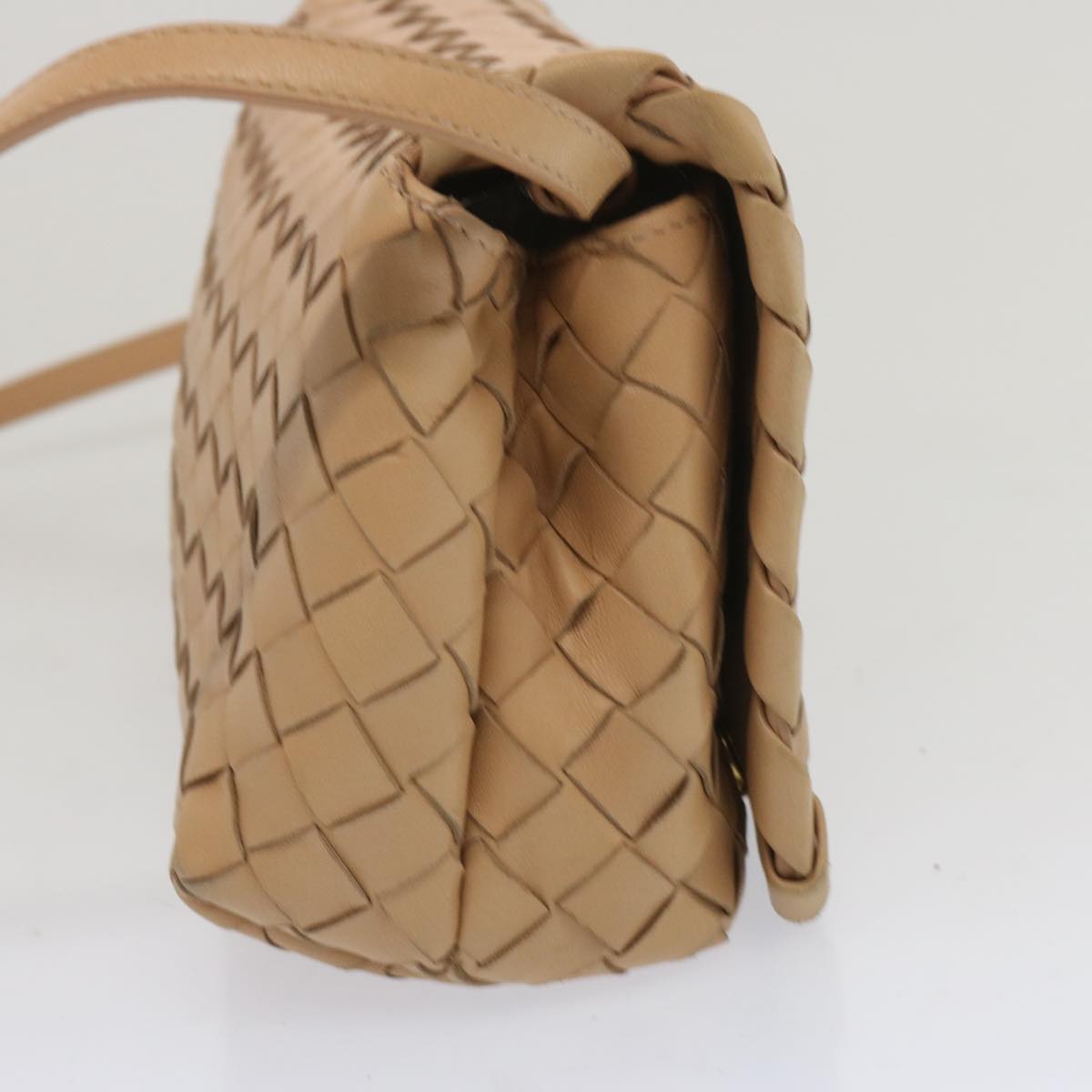 BOTTEGA VENETA INTRECCIATO Shoulder Bag Leather Beige Auth