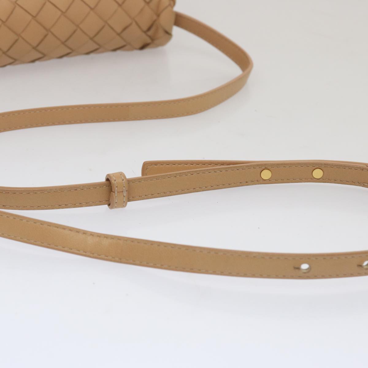 BOTTEGA VENETA INTRECCIATO Shoulder Bag Leather Beige Auth