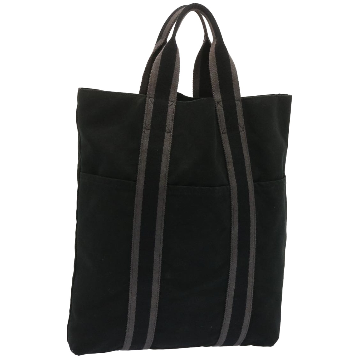 HERMES Fourre Tout Kabas Tote Bag Canvas Black Auth 67376