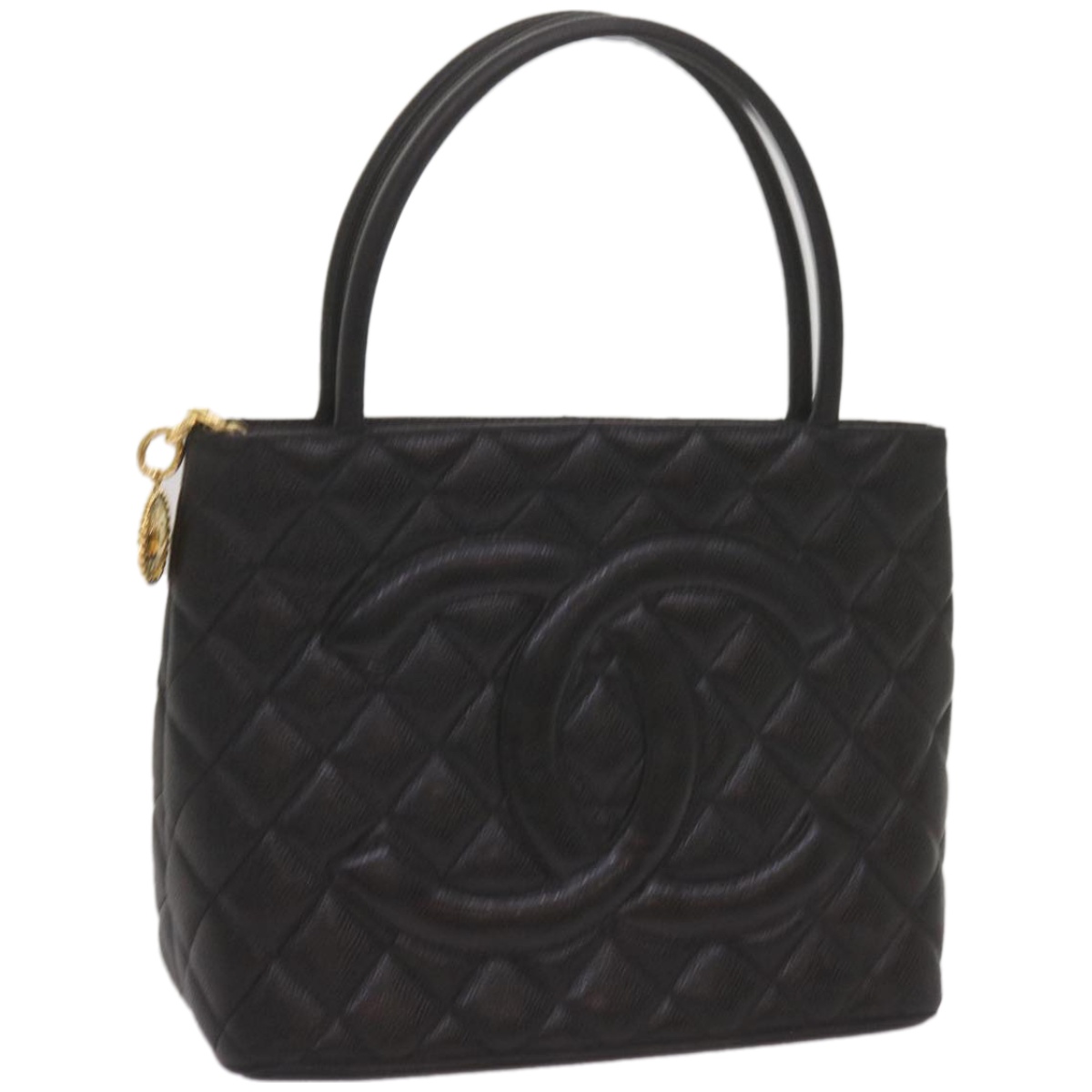 CHANEL Standard Tote Bag Caviar Skin Black CC Auth 67624SA