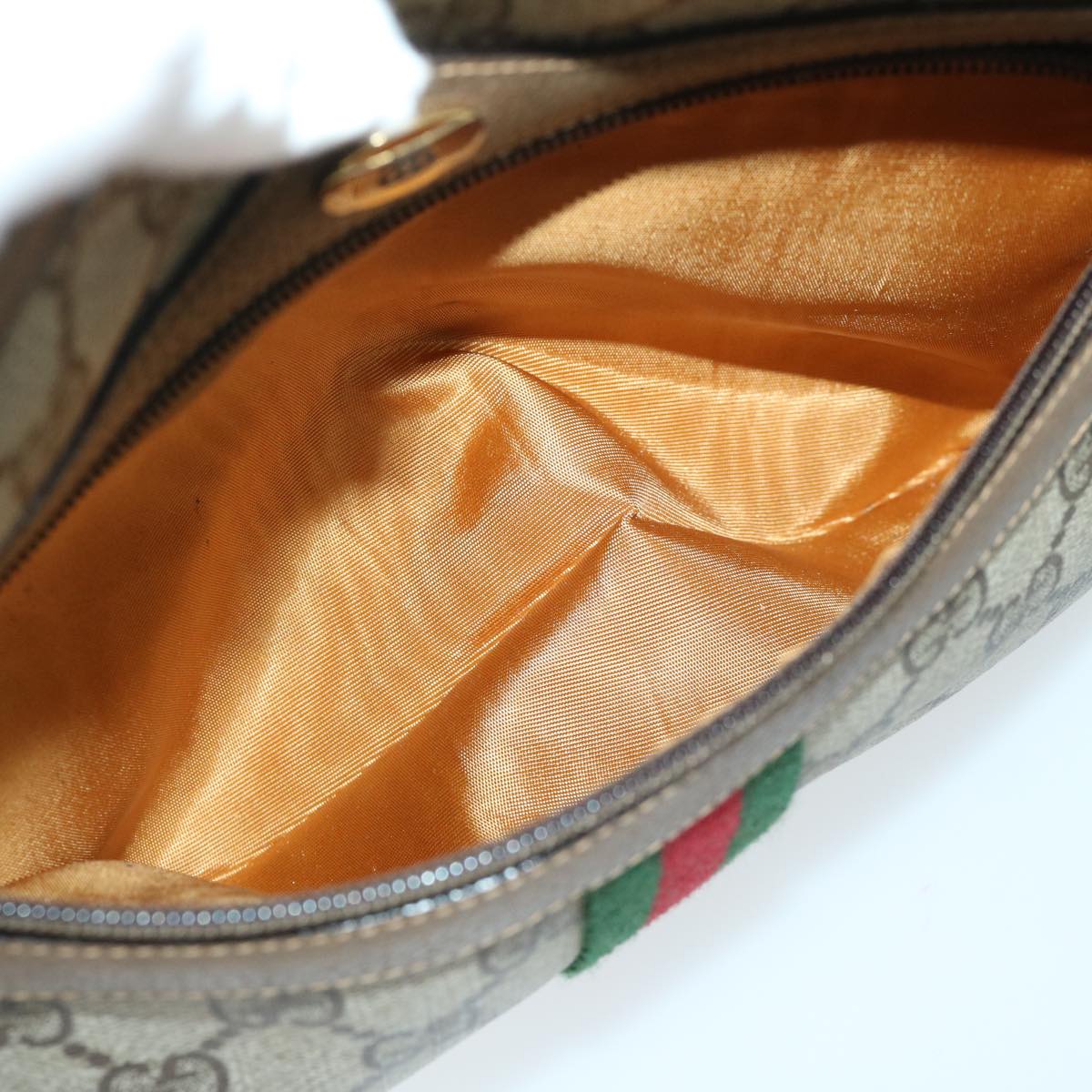 GUCCI GG Supreme Web Sherry Line Shoulder Bag PVC Beige 68 02 005