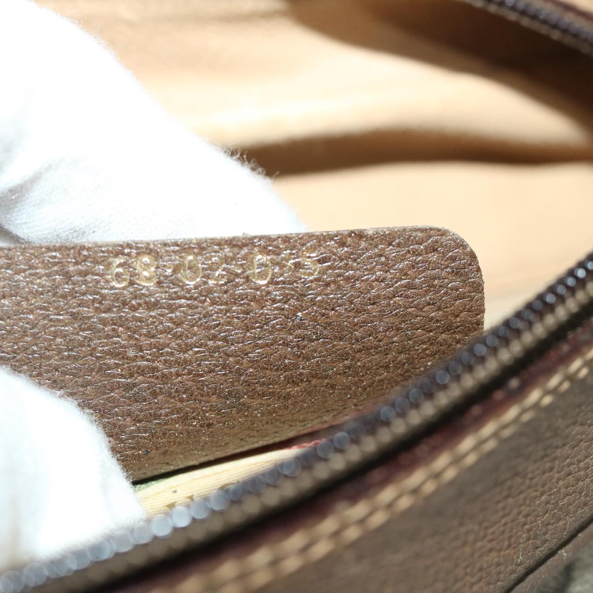 GUCCI GG Supreme Web Sherry Line Shoulder Bag PVC Beige 68 02 005