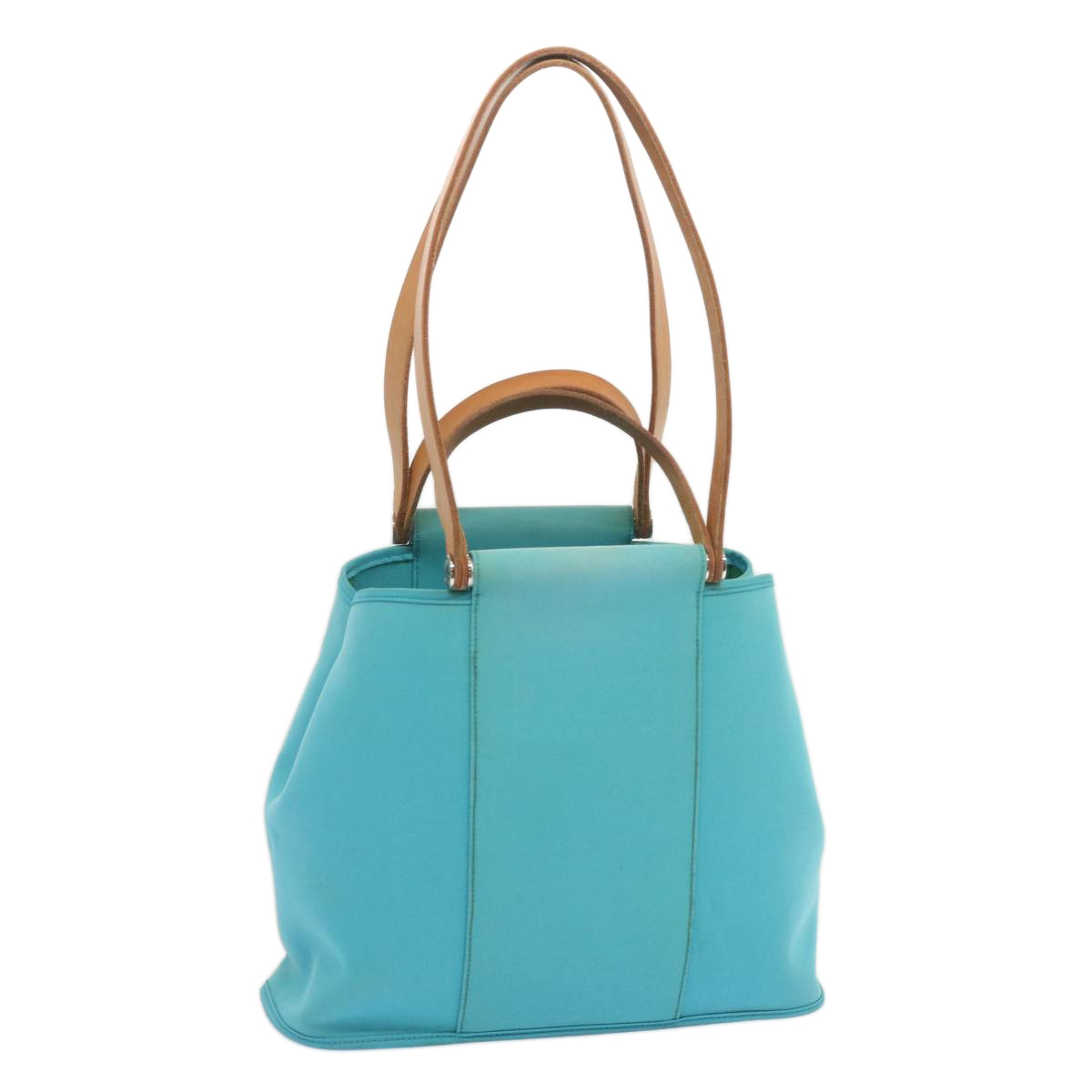 HERMES Kabak Elan PM Hand Bag Canvas 2way Light Blue Auth 69117