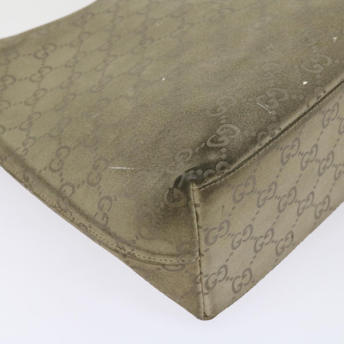 GUCCI GG Canvas Bamboo Shoulder Bag Gray 001 2058 3007 Auth