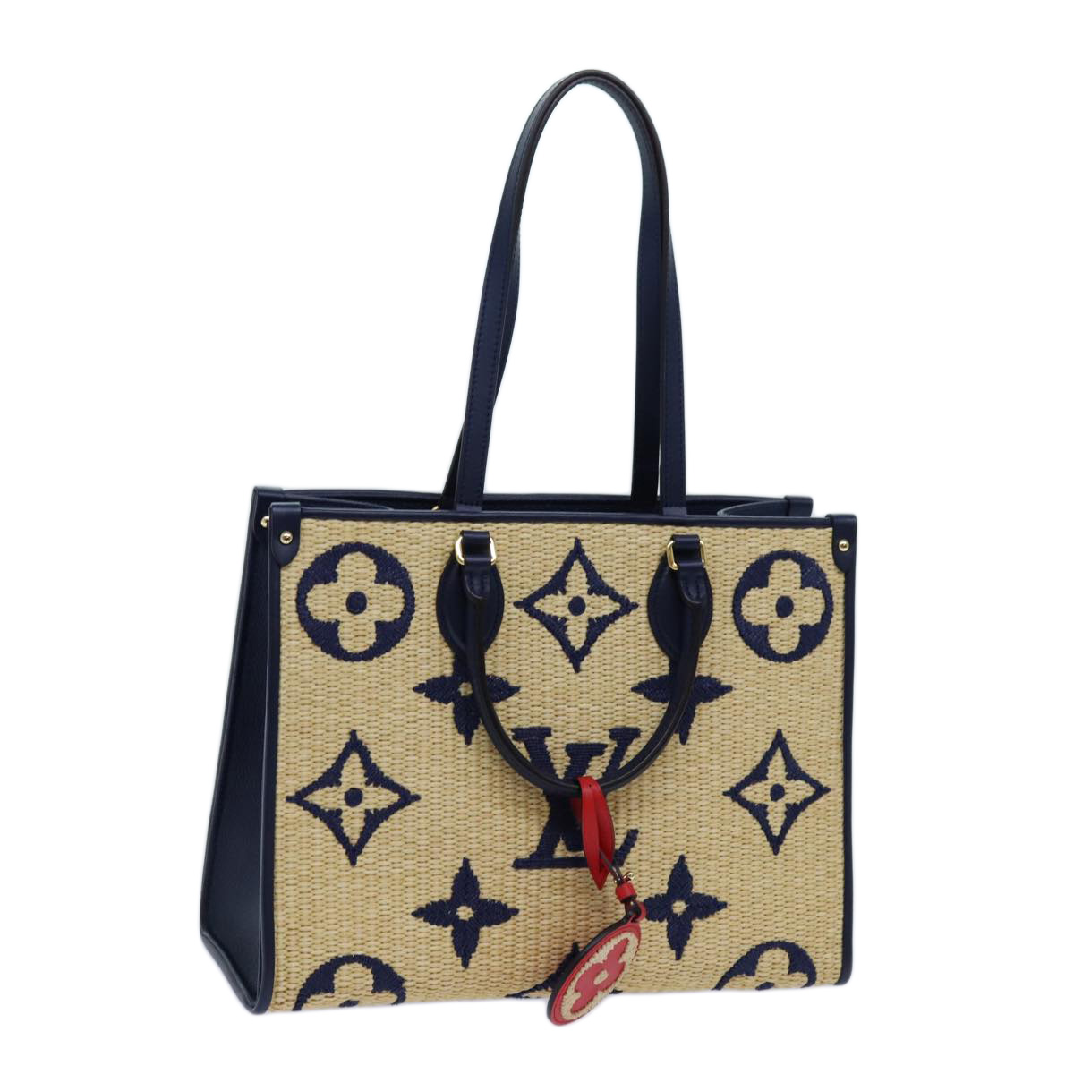 LOUIS VUITTON Monogram Raffia On The Go MM Bag 2way Beige