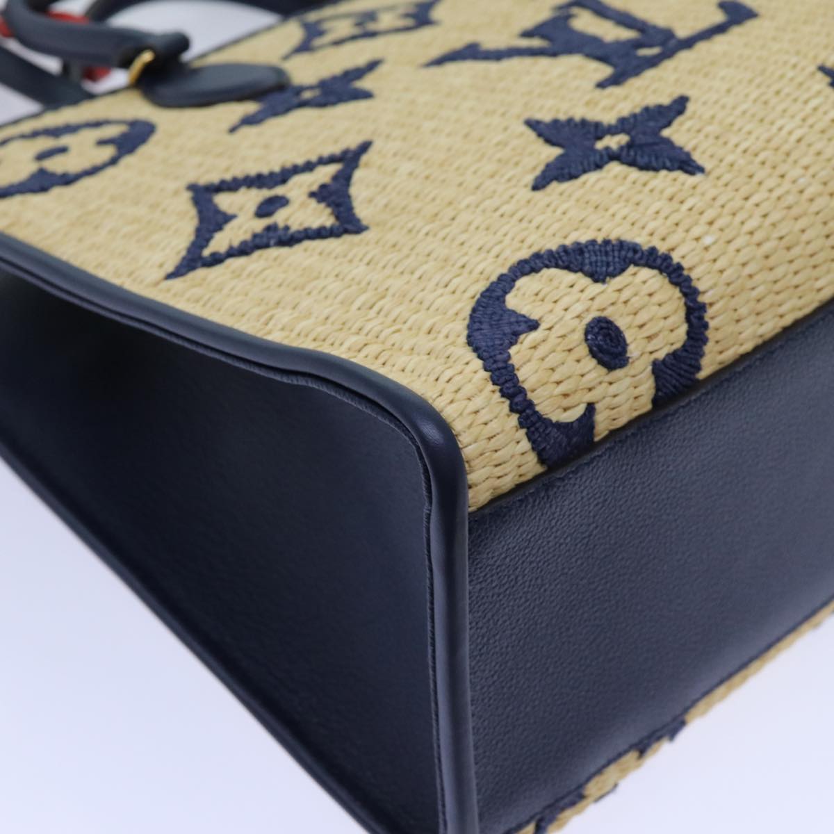 LOUIS VUITTON Monogram Raffia On The Go MM Bag 2way Beige