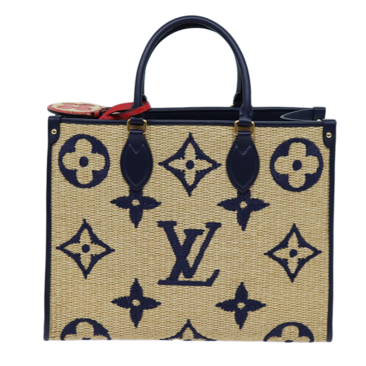 LOUIS VUITTON Monogram Raffia On The Go MM Bag 2way Beige