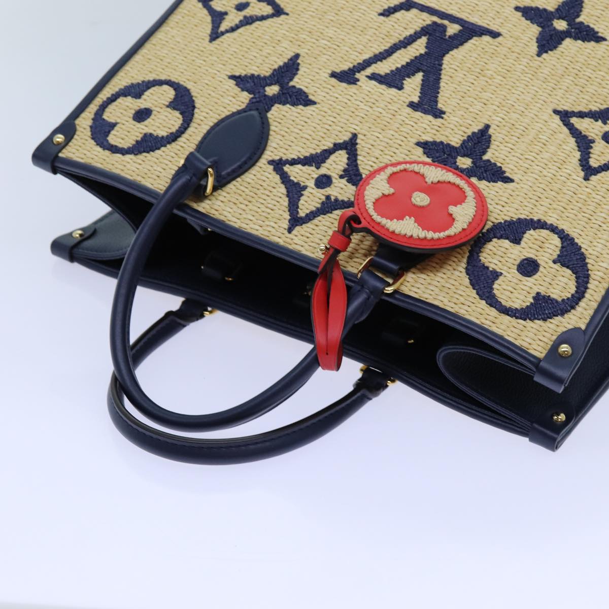 LOUIS VUITTON Monogram Raffia On The Go MM Bag 2way Beige M57723