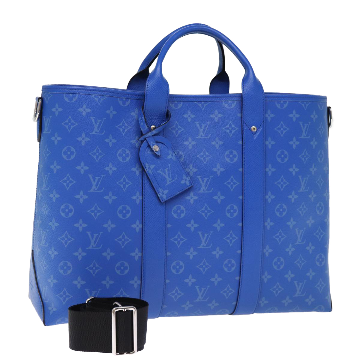 LOUIS VUITTON Taigalama Weekend Tote NM Tote Bag 2way Blue M31010