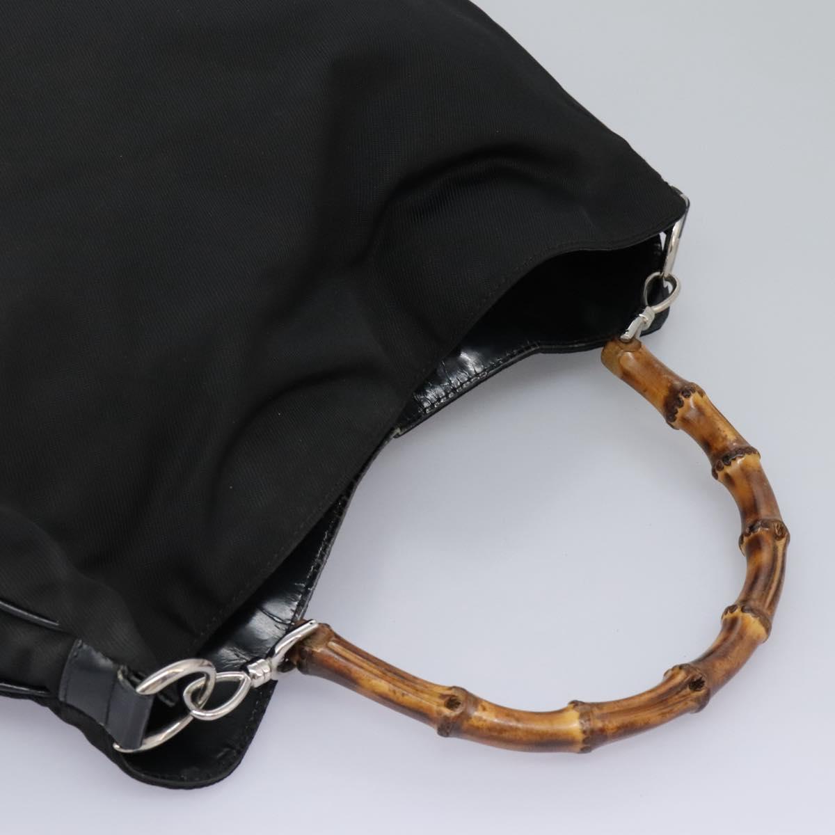 GUCCI Bamboo Hand Bag Nylon 2way Black 001 2058 1577 5 Auth
