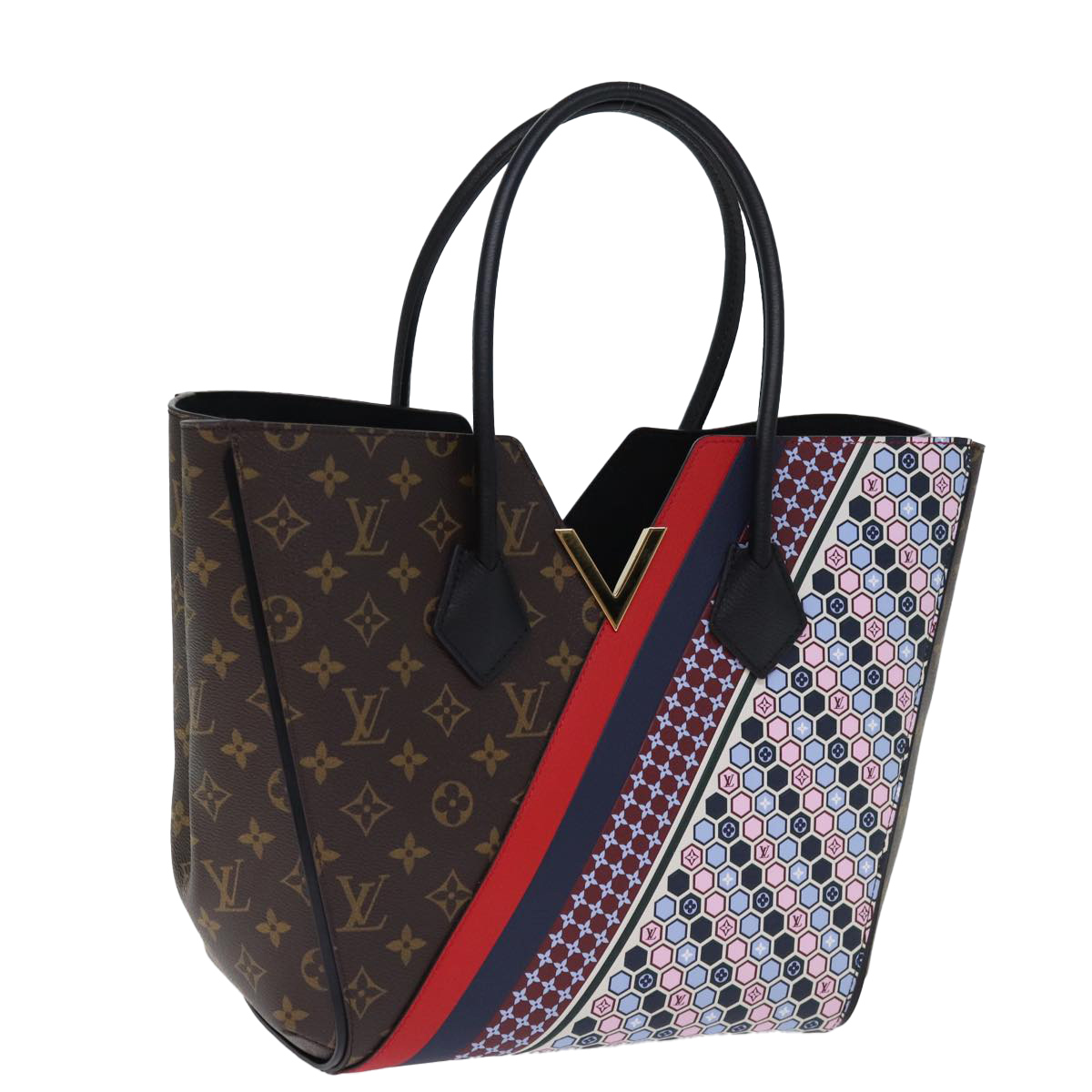 LOUIS VUITTON Monogram Kimono MM Tote Bag Red Navy M42850 LV Auth