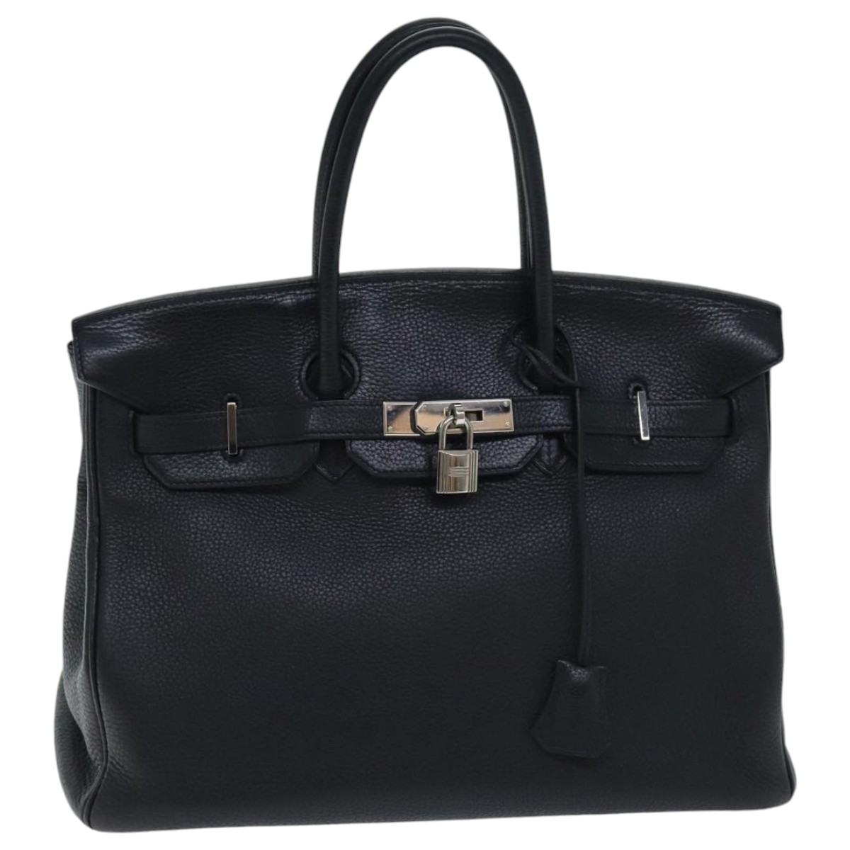 HERMES Birkin 35 Hand Bag Leather Black Silver Auth 80599A