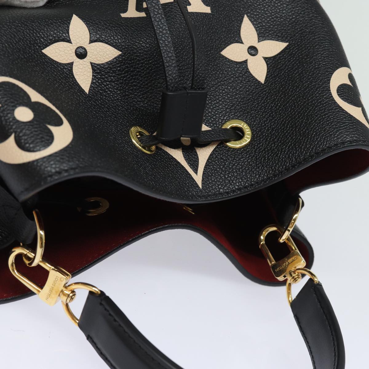 LOUIS VUITTON Monogram Empreinte Neo Noe Bag Black Beige