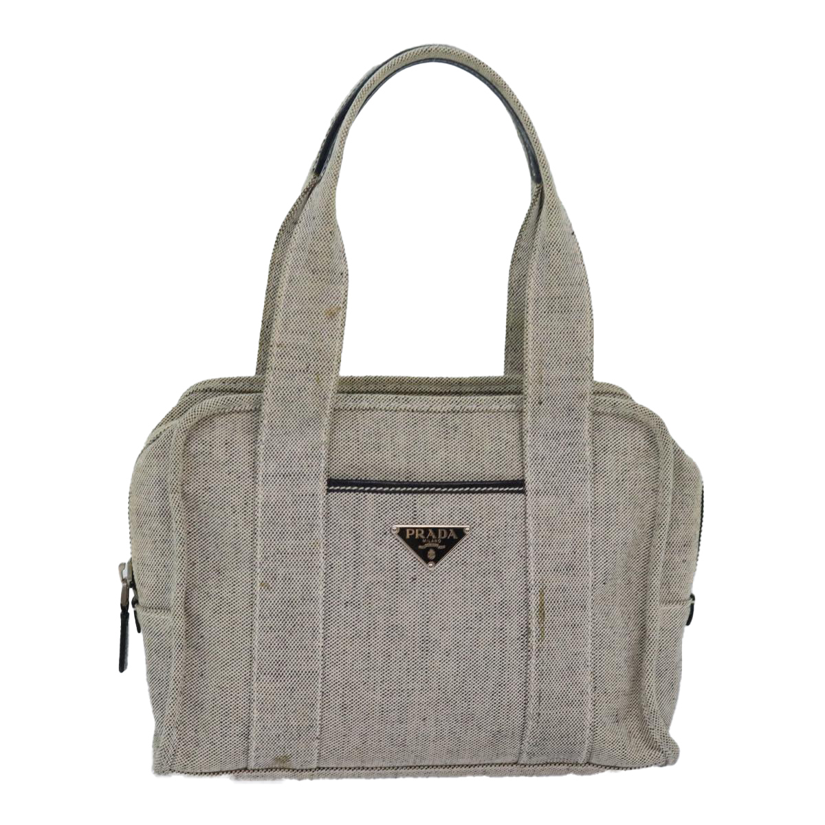 PRADA Hand Bag Canvas Gray Auth 82074 | eBay