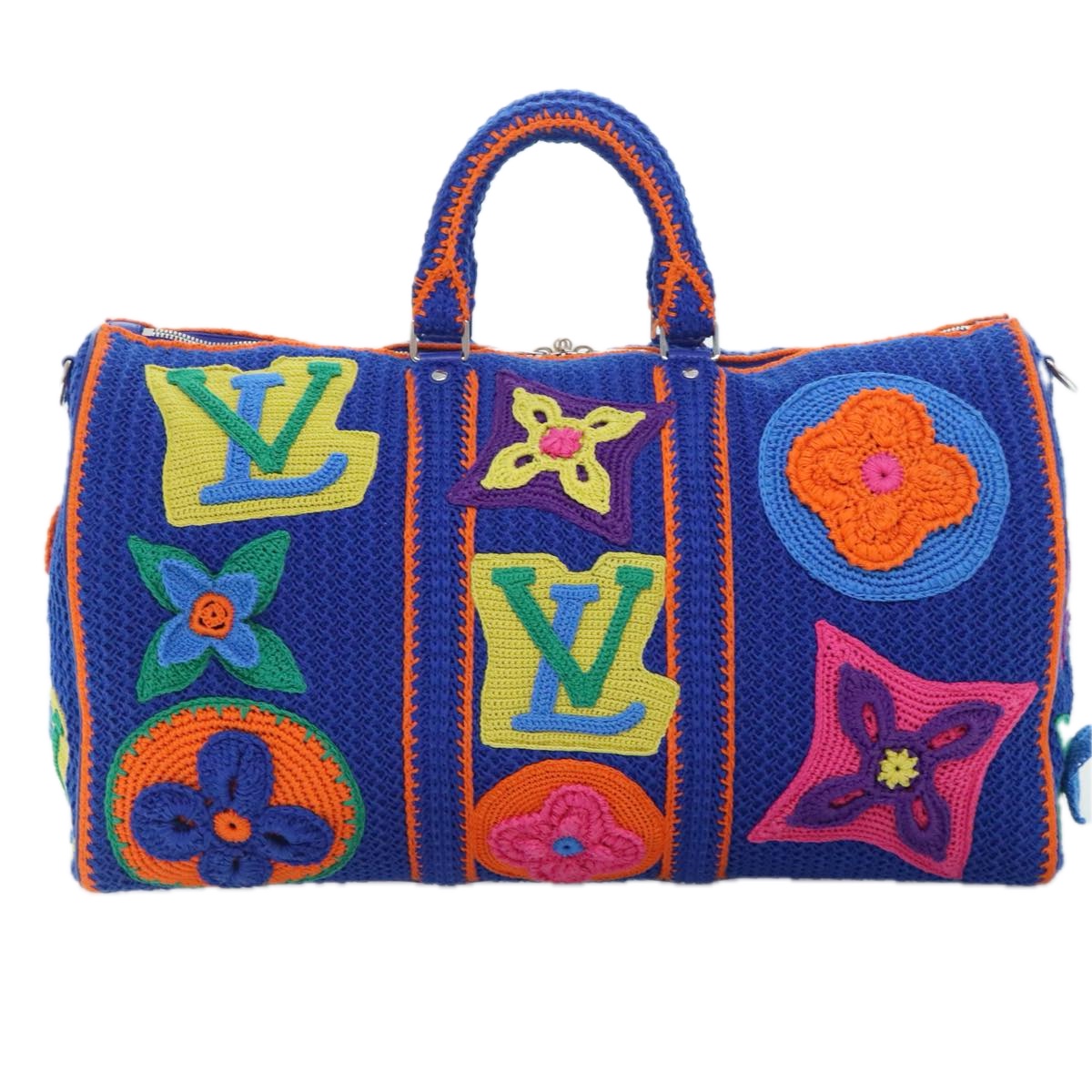 LOUIS VUITTON Monogram Flower Keepall Bandouliere 50 Bag Blue