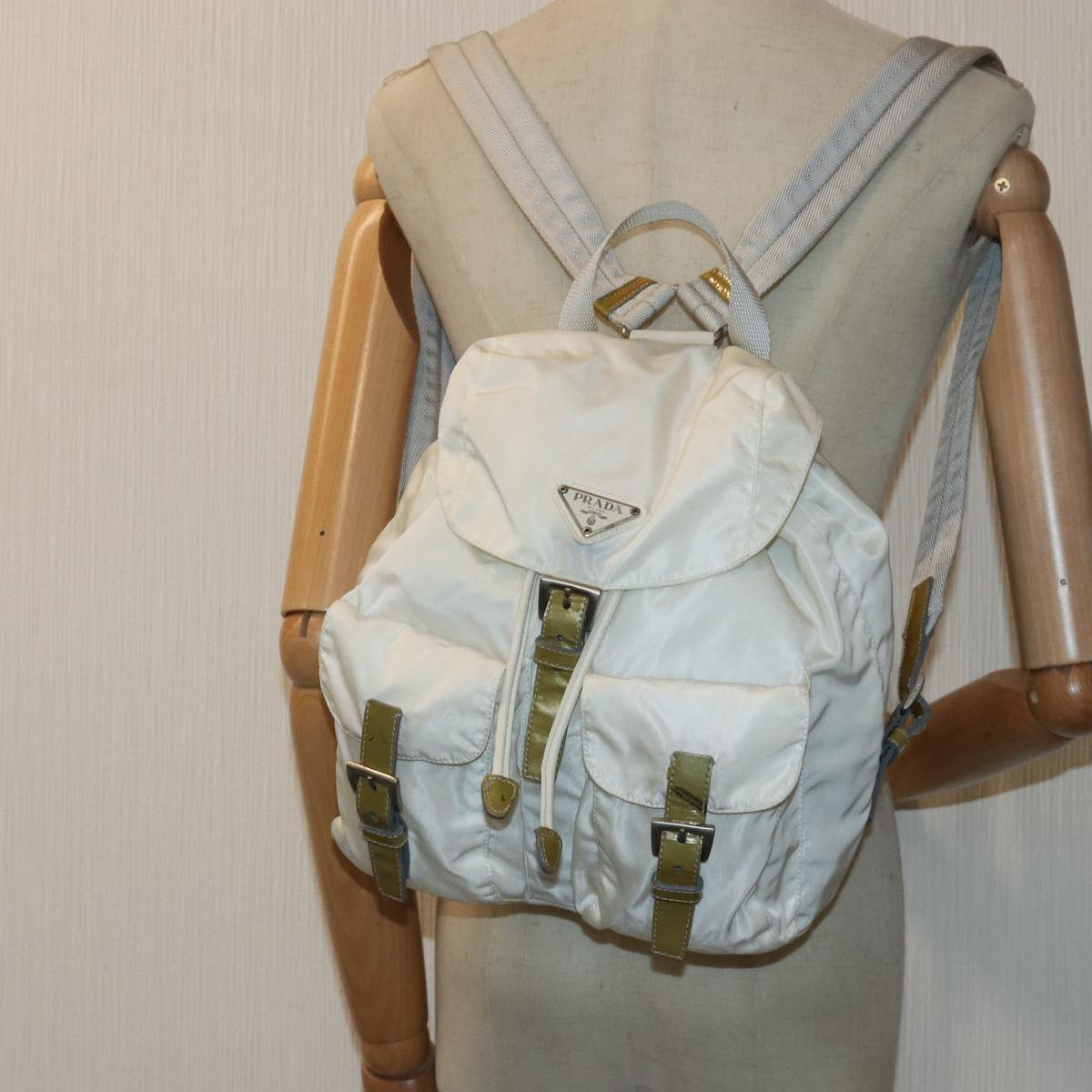 PRADA Backpack Nylon White Silver Auth 85291V | eBay