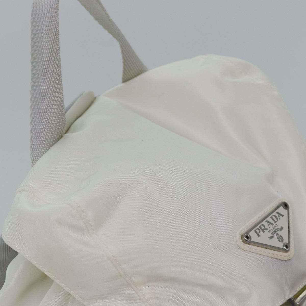 PRADA Backpack Nylon White Silver Auth 85291V PRADA Backpack Nylon White Silver Auth 134573 Silvery ref  main image 3