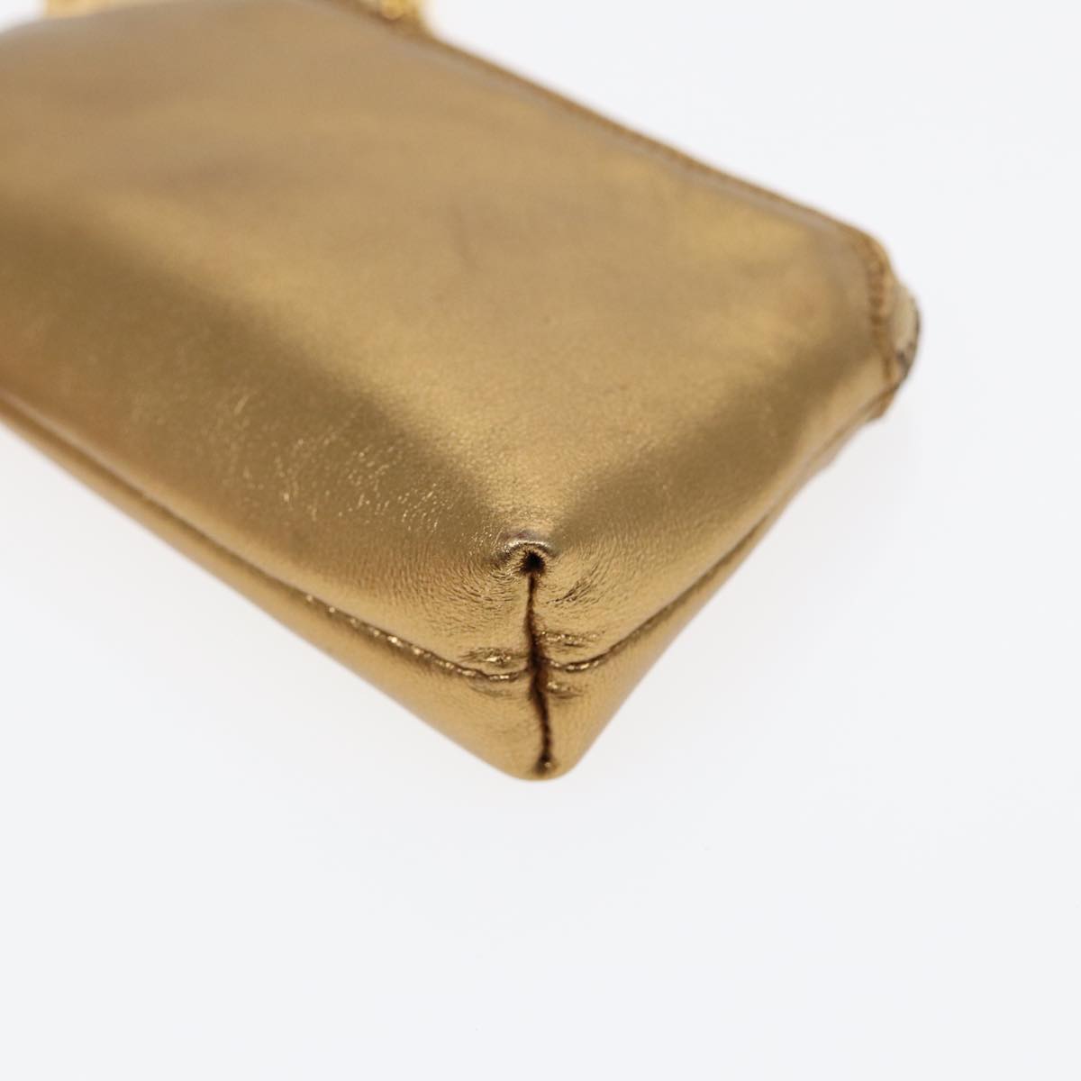 Salvatore Ferragamo Gancini Coin Purse Leather Gold Auth
