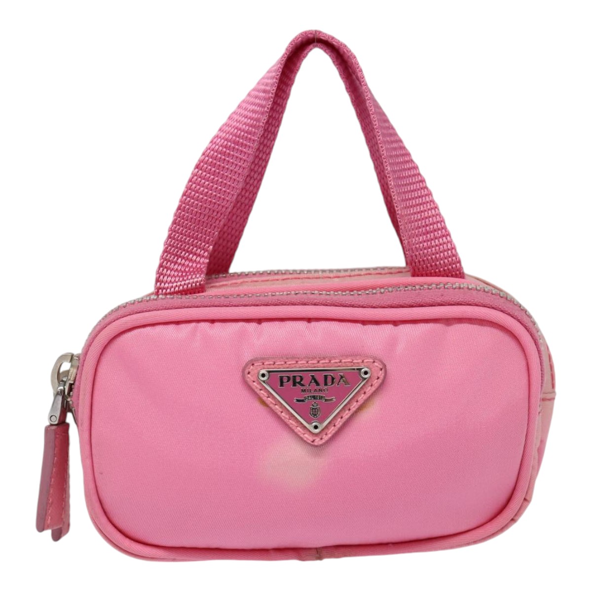 PRADA Mini Hand Bag Nylon Pink Silver Auth 88185 | eBay