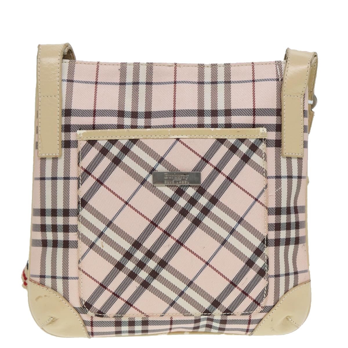 BURBERRY Nova Check Blue Label Shoulder Bag Nylon Beige BURBERRY Nova Check Blue Label Shoulder Bag Nylon Beige