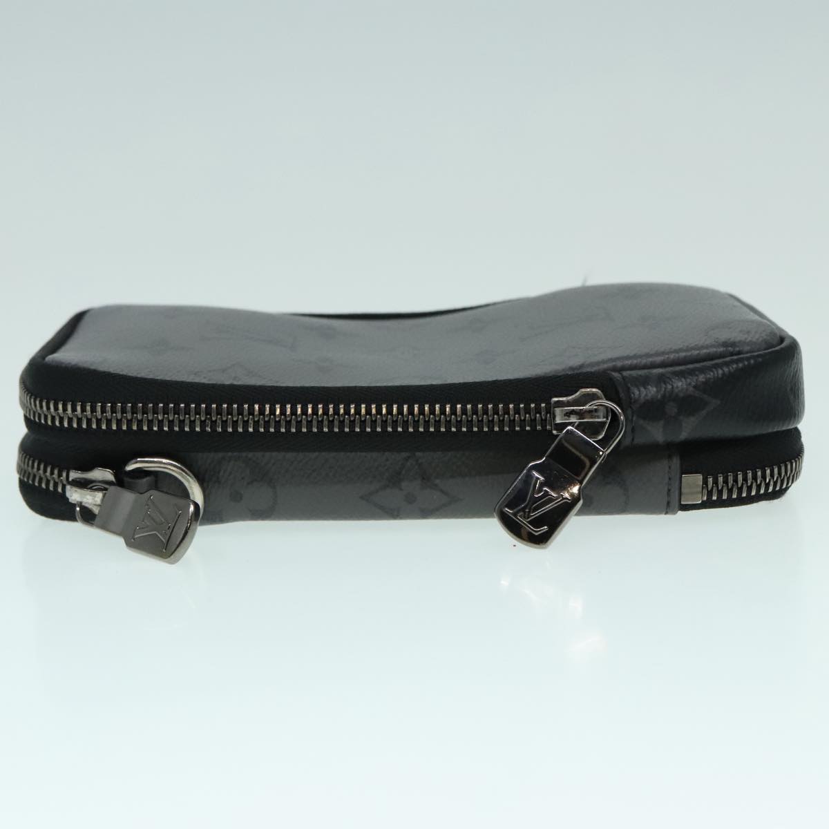 LOUIS VUITTON Monogram Eclipse Double Phone Pouch Gray