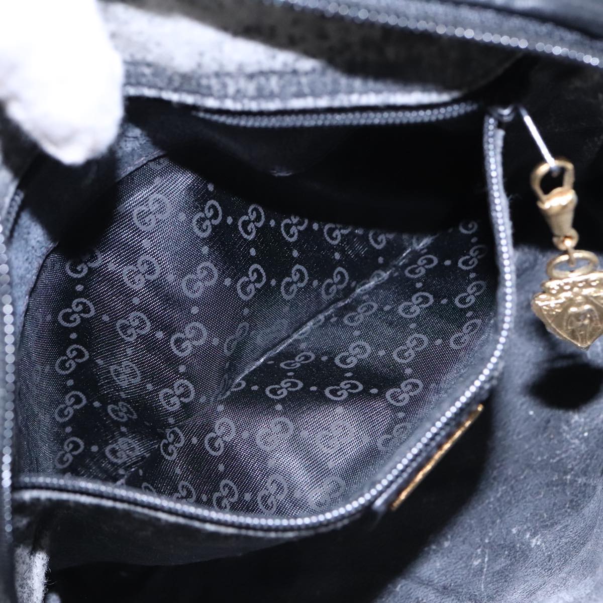 GUCCI GG Canvas Shoulder Bag Black Gold 007 115 4916 Auth GUCCI GG Canvas Shoulder Bag Black Gold 007 115 4916 Auth