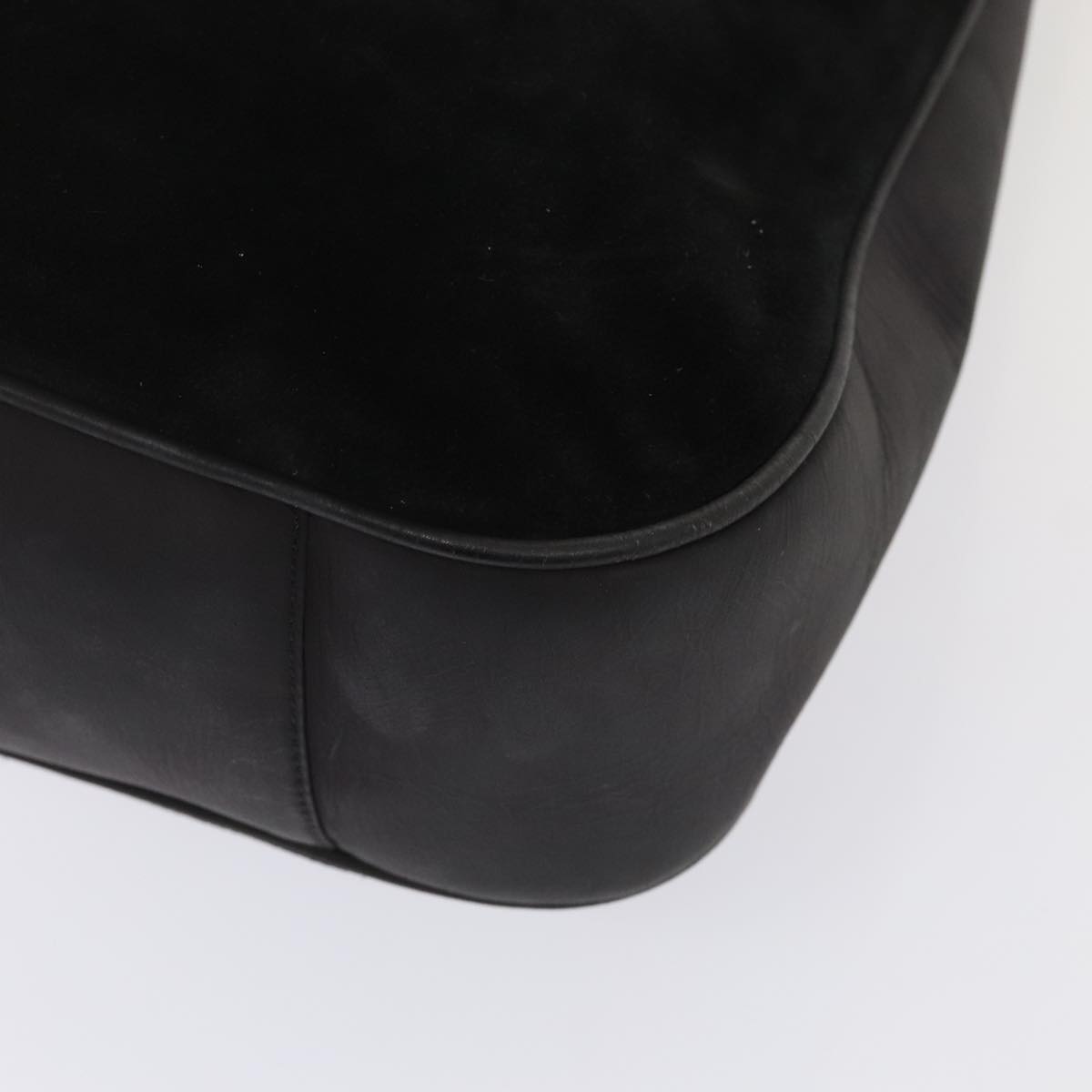 GUCCI Bamboo Hand Bag Suede Leather 2way Black Gold 001 2404