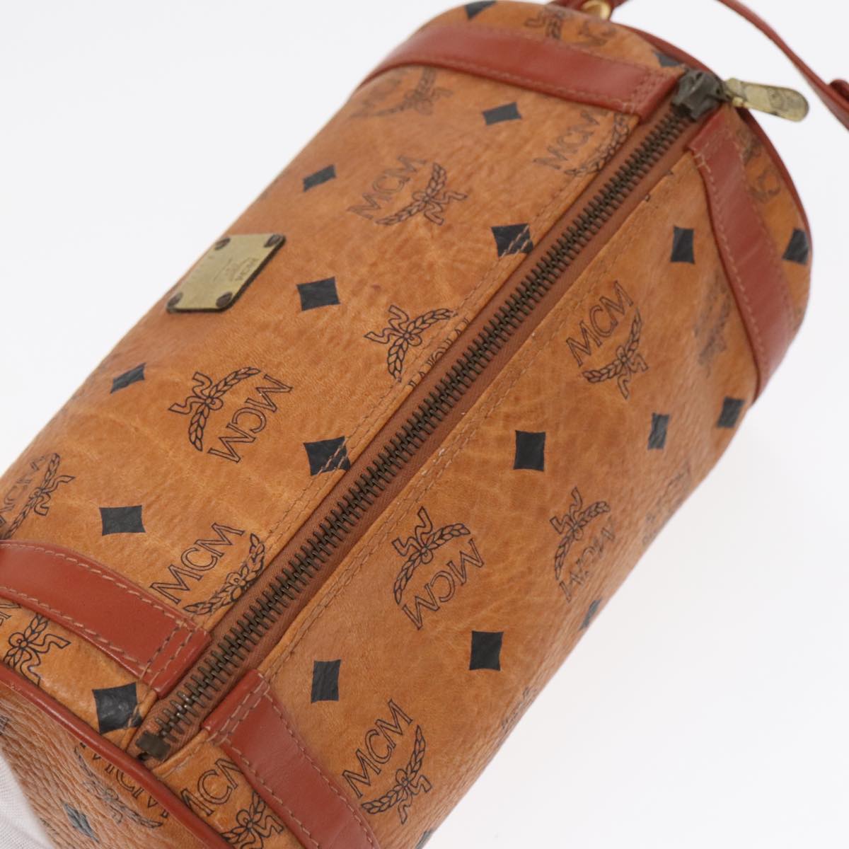 MCM Vicetos Logogram Shoulder Bag PVC Leather Brown Gold