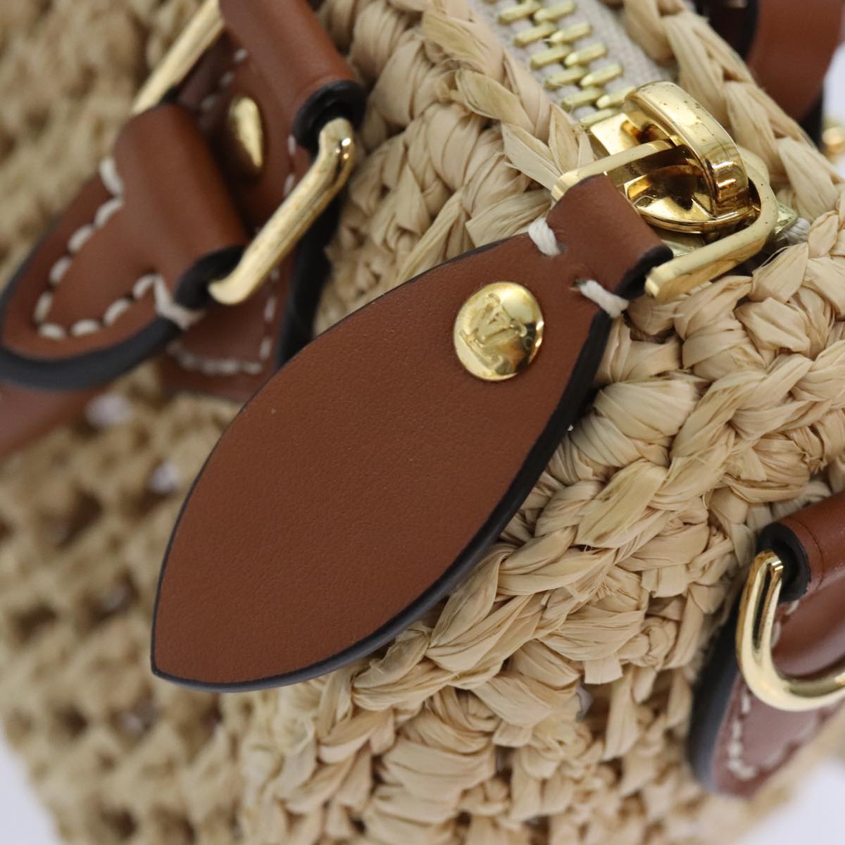 LOUIS VUITTON Nano Speedy Hand Bag Raffia Leather Beige M83525 LV